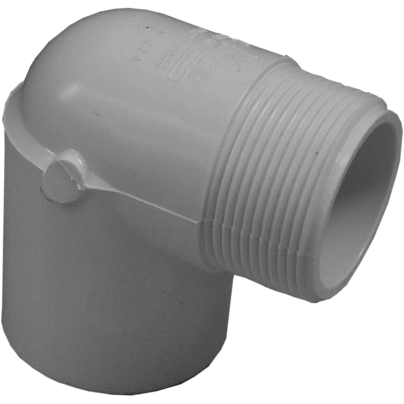 Lasco 412005BC Street Pipe Elbow, 1/2 in, MPT x FPT, 90 deg Angle, PVC, White, SCH 40 Schedule