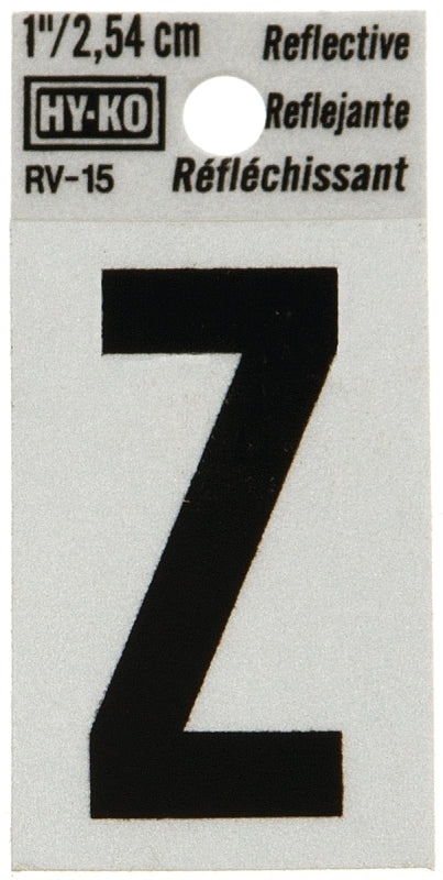 Hy-Ko RV-15/Z Reflective Letter, Character: Z, 1 in H Character, Black Character, Silver Background, Vinyl