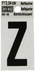 Hy-Ko RV-15/Z Reflective Letter, Character: Z, 1 in H Character, Black Character, Silver Background, Vinyl