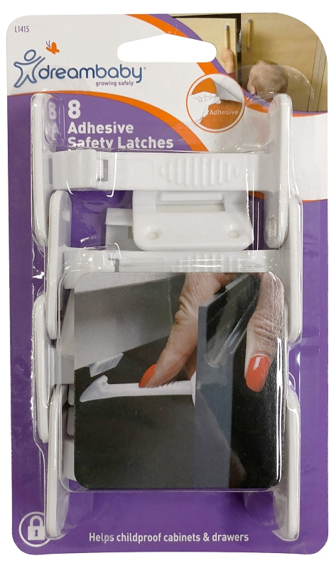 Dreambaby L1415 Safety Latch, 3 in L, 2 in W, Plastic, White