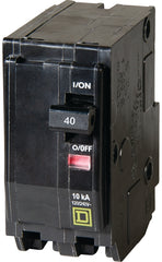 Square D QO QO240C Circuit Breaker, Mini, 40 A, 2 -Pole, 120/240 VAC, 48 VDC, Plug Mounting, Black