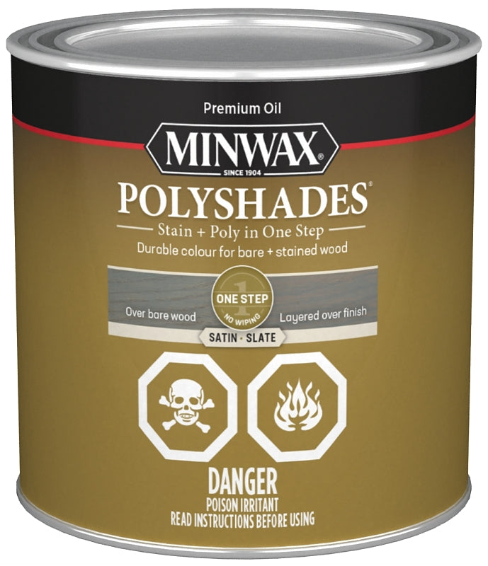 Minwax PolyShades CM2139844 Polyurethane Wood Stain, Satin, Slate, Liquid, 236 mL