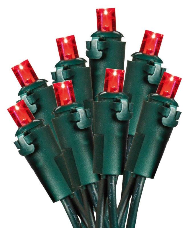 Hometown Holidays U15E302D Light Set, Christmas, 120 V, 4.8 W, 70-Lamp, LED Lamp, Red Lamp, 18.58 ft L