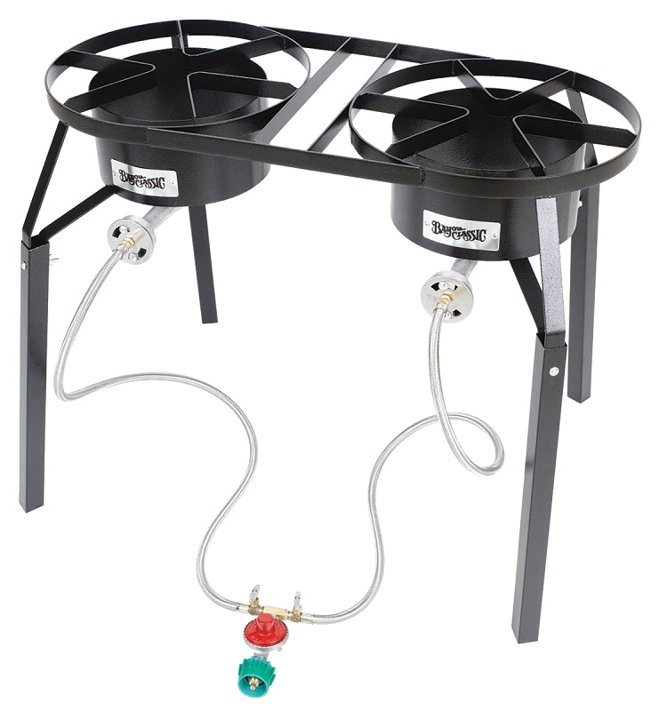 Bayou Classic DB250 Dual-Burner Cooker, 2-Burner, LPG, 100,000 Btu, Manual Ignition, Steel