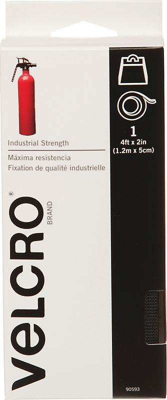 VELCRO Brand 90593 Fastener, 2 in W, 4 ft L, Nylon, Black