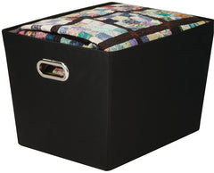 Honey-Can-Do SFT-03073 Storage Bin with Handle, Polyester, Black, 18-1/2 in L, 17.4 in W, 12.6 in H
