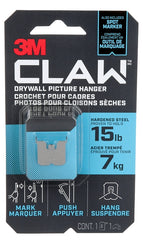 3M 3PH15M-1EF Picture Hanger, 15 lb, Steel, Drywall Mounting