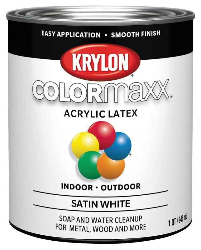 Krylon COLORmaxx K05628007 Interior/Exterior Paint, Stain, White, 32 oz
