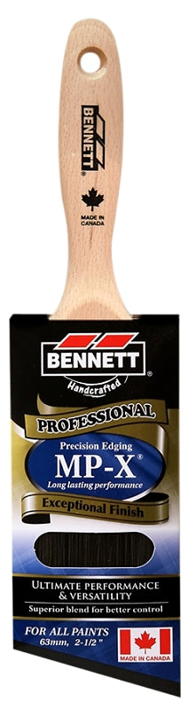 BENNETT PN 8888 60MS Paint Brush, 2-1/2 in W, Nylon/Polyester Bristle, Angular Sash Handle