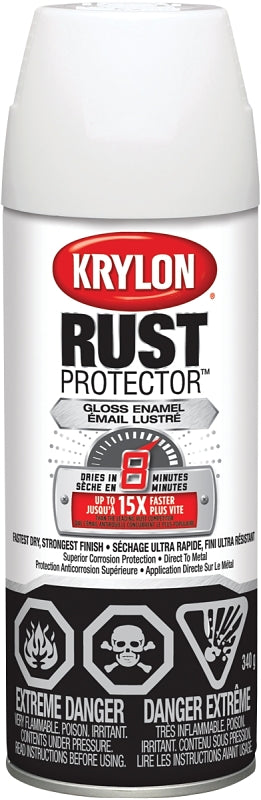Krylon Rust Protector 469000000 Rust Preventative Spray Paint, Gloss, White, 12 oz, Can
