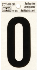 Hy-Ko RV-25/O Reflective Letter, Character: O, 2 in H Character, Black Character, Silver Background, Vinyl