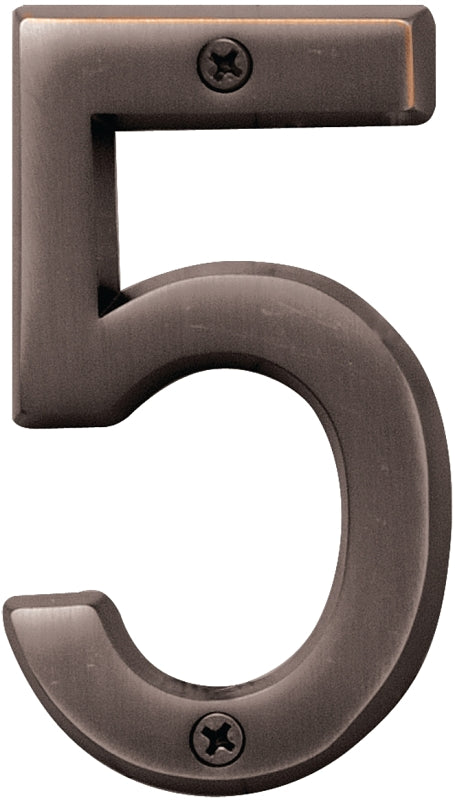 Hy-Ko Prestige Series BR-42OWB/5 House Number, Character: 5, 4 in H Character, Bronze Character, Solid Brass