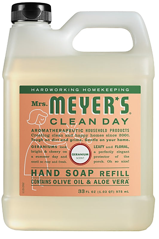 Mrs. Meyer's 13163 Hand Soap, Liquid, Geranium, 33 oz Jug