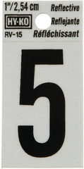 Hy-Ko RV-15/5 Reflective Sign, Character: 5, 1 in H Character, Black Character, Silver Background, Vinyl