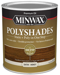Minwax PolyShades 613960444 Stain and Polyurethane, Satin, Honey, Liquid, 1 qt
