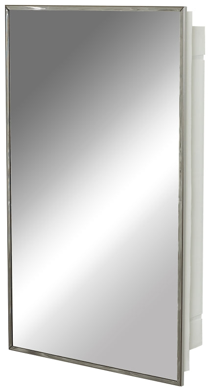 Zenith 105 Medicine Cabinet, 16-1/8 in OAW, 4-1/2 in OAD, 26-1/8 in OAH, Plastic/Stainless Steel, 2-Shelf