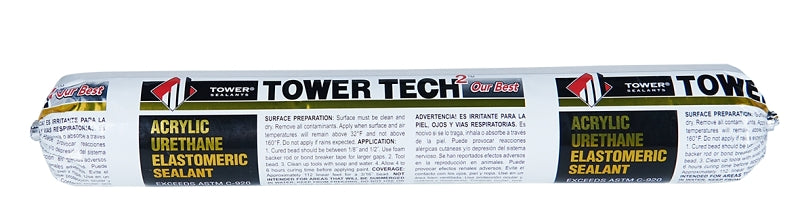 Tower Sealants TOWER TECH2 TS-00235 Elastomeric Sealant, White, 7 to 14 days Curing, 40 to 140 deg F, 20 fl-oz Tube