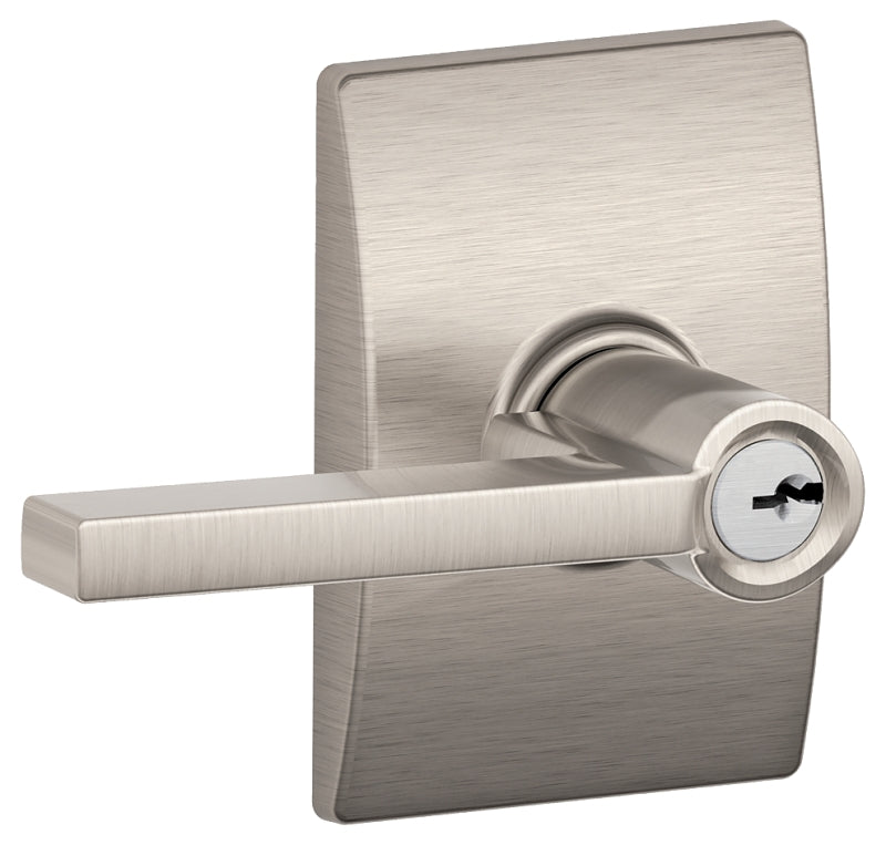 Schlage Latitude Series F51A VLAT619CEN Entry Door Handleset Lockset with Century Trim, Mechanical Lock, Satin Nickel