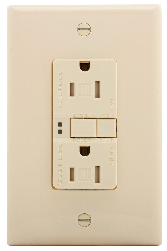 Eaton Wiring Devices TRSGF15LA GFCI Duplex Receptacle, 2 -Pole, 15 A, 125 V, Back, Side Wiring, NEMA: 5-15R