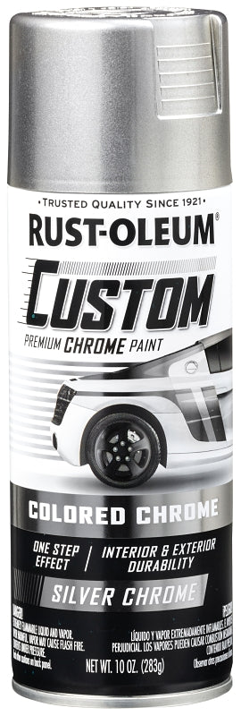 Rust-Oleum Automotive 340558 Premium Custom Paint, Chrome, Silver, 10 oz, Aerosol Can