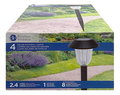 Boston Harbor Solar Stake Light, Ni-Mh Battery, AA Battery, 1-Lamp, Plastic Fixture, Black