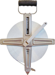 Keson SNR18300 Tape Measure, 300 ft L Blade, 3/8 in W Blade, Steel Blade, Stainless Steel Case, Chrome Case