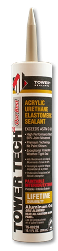 Tower Sealants Tower Tech2 TS-00220 Sealant, Aluminum Gray, 60 min Curing, -40 to 180 deg F, 10.1 fl-oz Cartridge