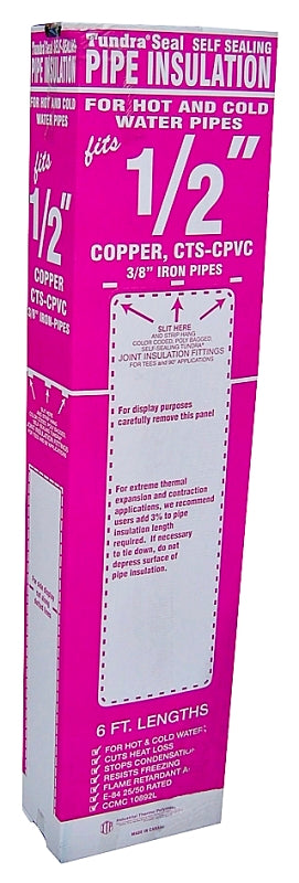 Quick R 30580U Pipe Insulation, 6 ft L, Steel, Charcoal, 1/2 in Copper, 3/8 in IPS PVC, 5/8 in AC Tubing Pipe