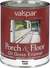 Valspar 027.0001000.005 Porch and Floor Enamel Paint, High-Gloss, White, 1 qt Can
