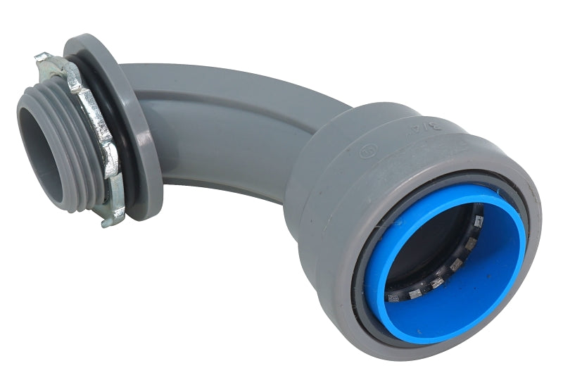 Southwire SIMPush 67599401 Conduit Connector, 90 deg Angle, 3/4 in Push-In, PVC