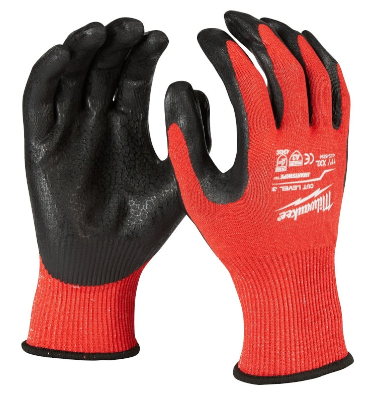 Milwaukee 48228934-2XL Coated Gloves, 2XL, 8.01 to 8.21 in L, Elasticated Knit Cuff, Nitrile Coating, 1/PK