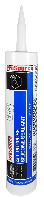 ProSource 68510 All Purpose Silicone Sealant, Clear, 10.1 oz Cartridge