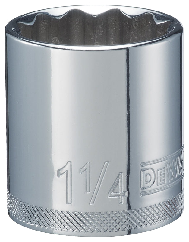 DeWALT DWMT86474OSP Hand Socket, 1-1/4 in Socket, 1/2 in Drive, 12-Point, Vanadium Steel, Polished Chrome