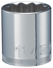 DeWALT DWMT86474OSP Hand Socket, 1-1/4 in Socket, 1/2 in Drive, 12-Point, Vanadium Steel, Polished Chrome