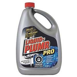 Liquid-Plumr 01165FK01 Clog Remover, Liquid, Pale Yellow, Bleach, 2.37 L Bottle
