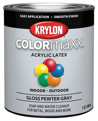 Krylon COLORmaxx K05644007 Interior/Exterior Paint, Gloss, Pewter Gray, 32 oz