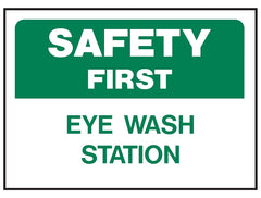 Hy-Ko 573 Safety Sign, Rectangular, EYE WASH STATION, Green Legend, White Background, Polyethylene