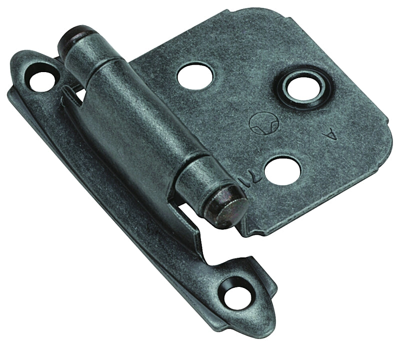Amerock BP7139WI Hinge, 120 deg Hinge Opening, Self-Closing Close, Wrought Iron