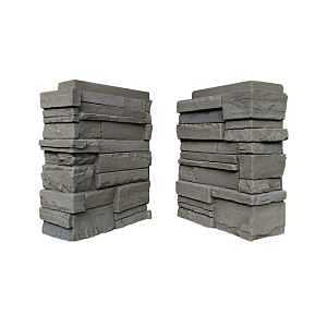 DuraKwik Stone 310ATC Siding Corner, 13 in L, 10 in W, 4 in Thick, Interlocking Edge, Stacked Stone Profile