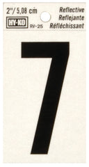 Hy-Ko RV-25/7 Reflective Sign, Character: 7, 2 in H Character, Black Character, Silver Background, Vinyl