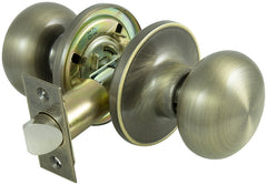 ProSource TF830V-PS Passage Door Lockset, Knob Handle, Metal, Antique Brass, 2-3/8 to 2-3/4 in Backset