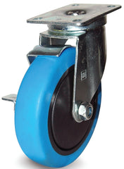 Dh Casters C-LM35P1BMSB Swivel Caster, 3-1/2 in Dia Wheel, 1-1/4 in W Wheel, Thermoplastic Rubber Wheel, Blue, 220 lb