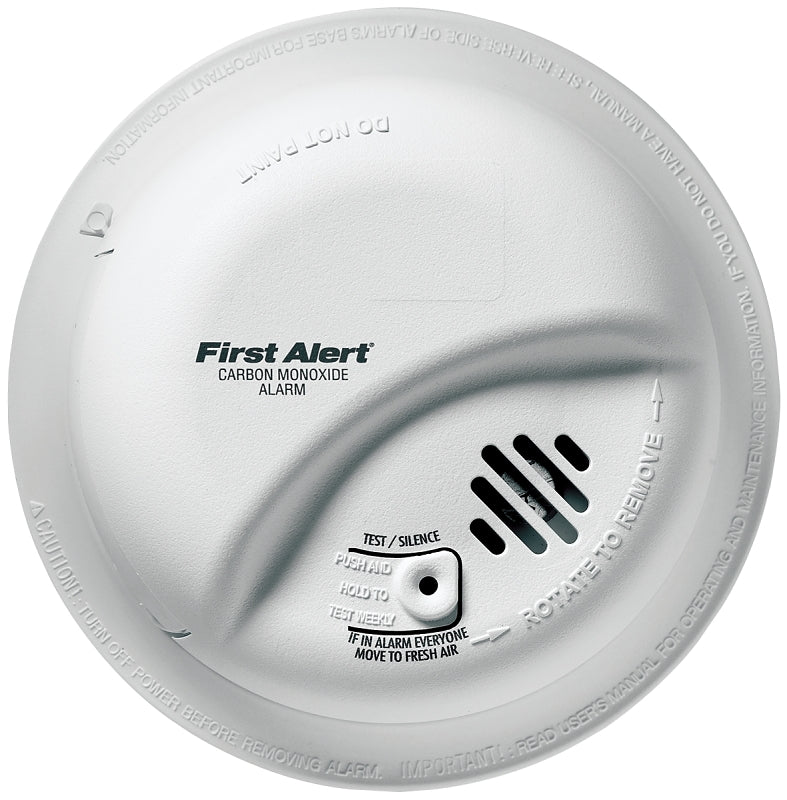 First Alert CO5120BN Carbon Monoxide Alarm, 10 ft, 85 dB, Alarm: Audible, Electrochemical Sensor, Ceiling/Wall