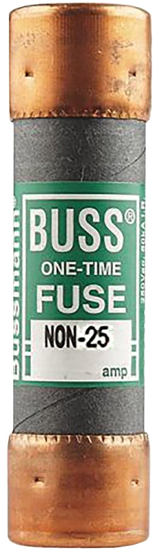 Bussmann NON-25 Fuse, 25 A, 250 VAC, 125 VDC, 50 kA Interrupt, Melamine Body, Cartridge Fuse