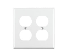 Leviton 88016 Receptacle Wallplate, 4-1/2 in L, 4-9/16 in W, 2 -Gang, Thermoset Plastic, White, Smooth