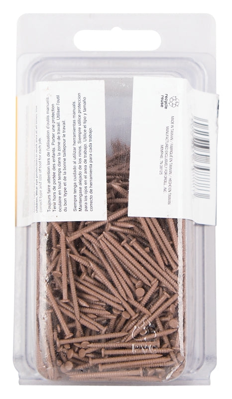 ProSource NTP-160-PS Panel Nail, 16D, 1 in L, Steel, Painted, Flat Head, Ring Shank, Brown