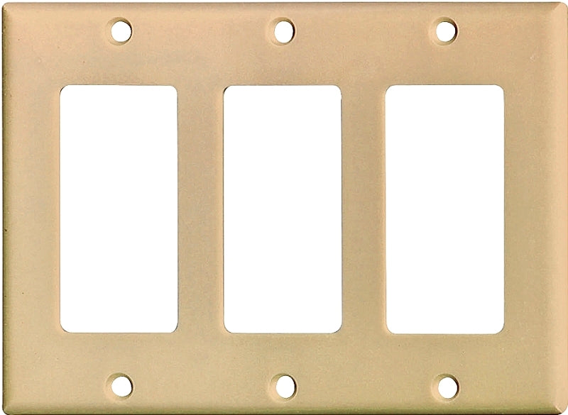 Eaton Cooper Wiring 2163 2163V-BOX Wallplate, 4-1/2 in L, 6.37 in W, 3 -Gang, Thermoset, Ivory, High-Gloss