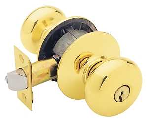Schlage Plymouth Series F51A VPLY505K4 Entry Knob Set, Knob Handle, Bright Brass, Metal, C Keyway, Residential, Yes