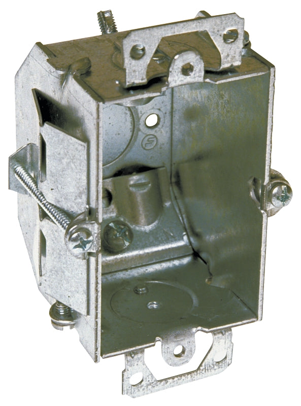 Orbit GBV-OW Gangable Switch Box, 1 -Gang, 1 -Outlet, 1 -Knockout, 1/2 in Knockout, Steel, Gray, Galvanized