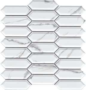 Emser Tile Elegan Series W95ELEGCA1111MPKM Porcelain Mosaic Tile, 13 in L Tile, 10 in W Tile, Pressed Edge, Calacata